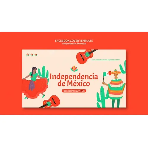 Independencia de mexico facebook cover template design