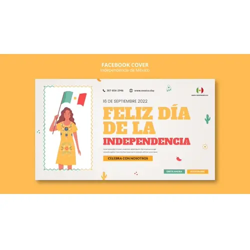 Independencia de mexico facebook cover template design