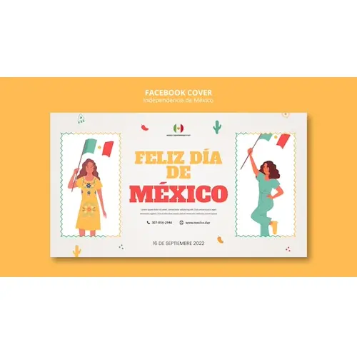Independencia de mexico facebook cover template design