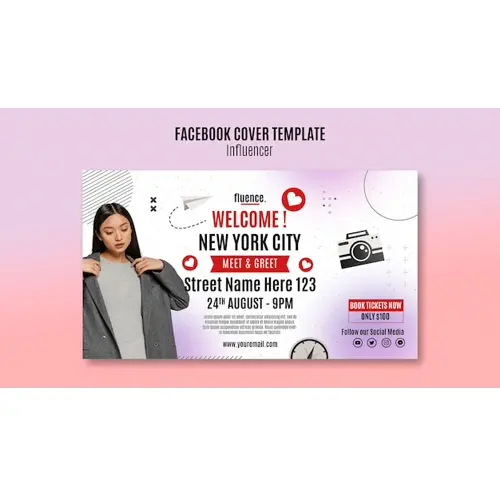 Influencer career facebook cover template