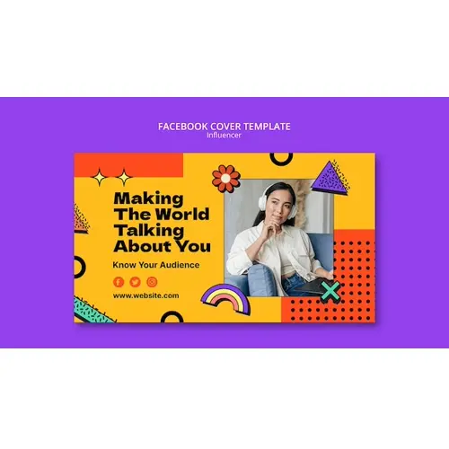 Influencer content facebook cover template
