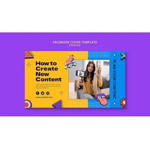 Influencer content facebook cover template