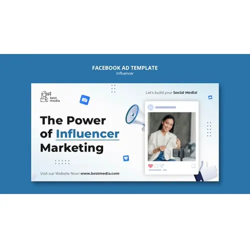 Influencer work facebook template with megaphone