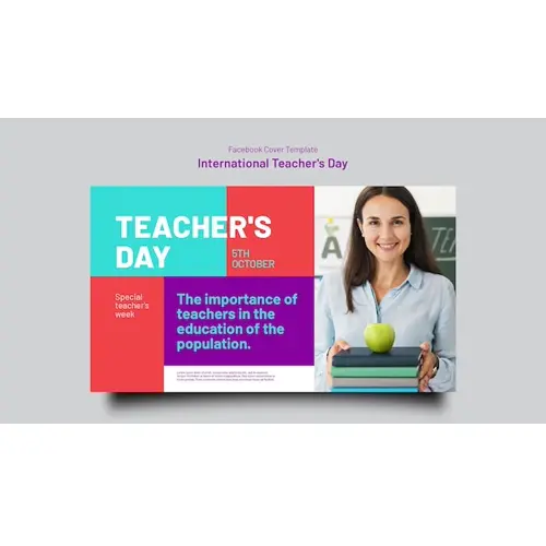 International teacher's day facebook cover template