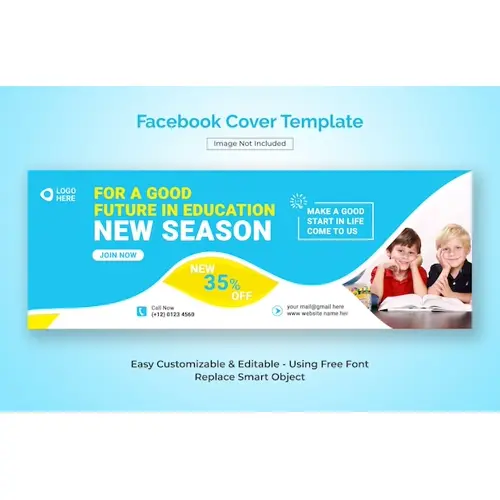 Kids school admission Facebook cover or web banner