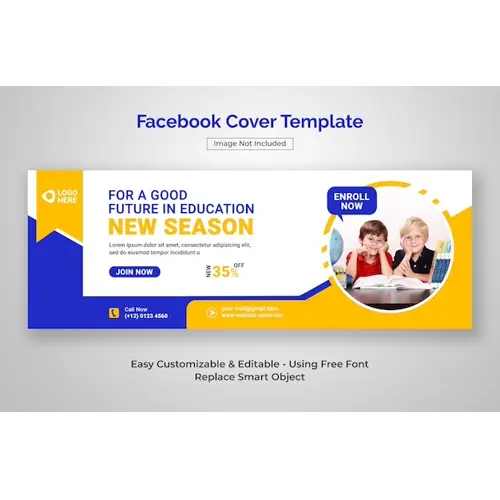 Kids school admission Facebook cover or web banner