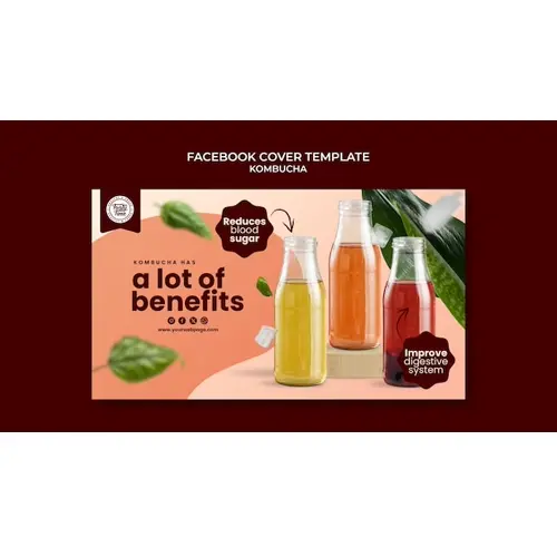 Kombucha drink facebook cover template