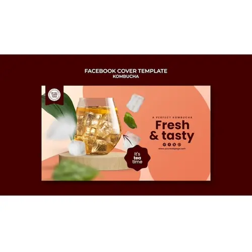 Kombucha drink facebook cover template
