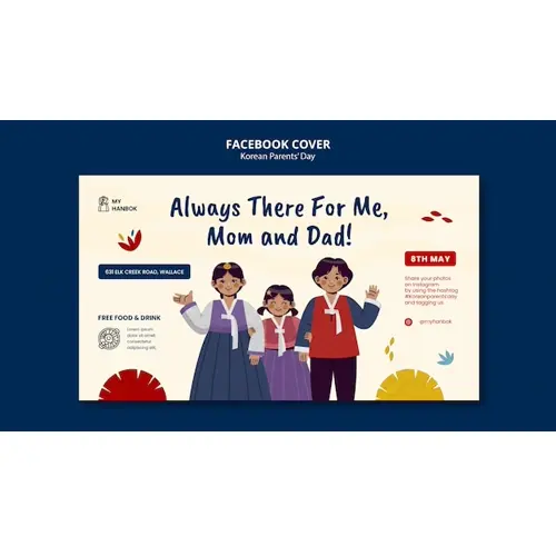 Korean parent's day facebook cover template