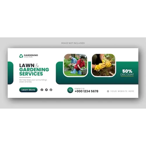 Lawn or gardening service facebook cover or web banner template