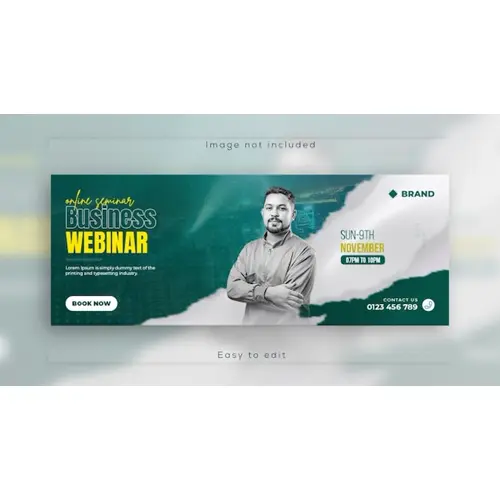 Live webinar Online business conference web banner and Facebook cover template design