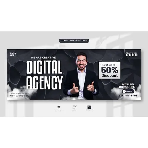 Marketing facebook banner design web banner template