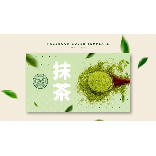 Matcha tea drink facebook cover template
