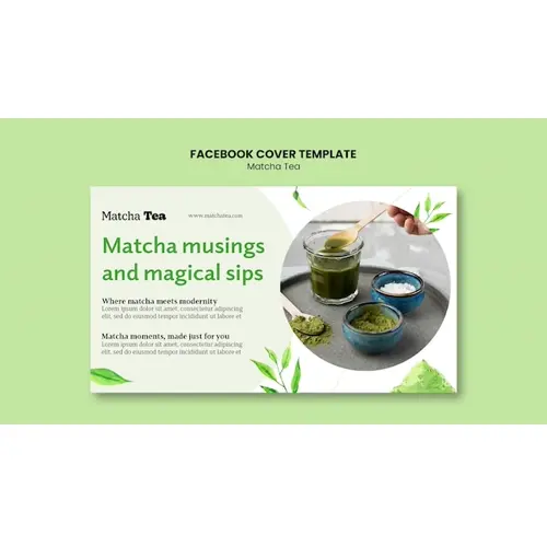 Matcha tea facebook cover template