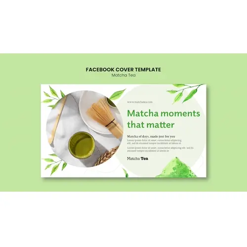 Matcha tea facebook cover template