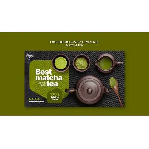 Matcha tea facebook cover template