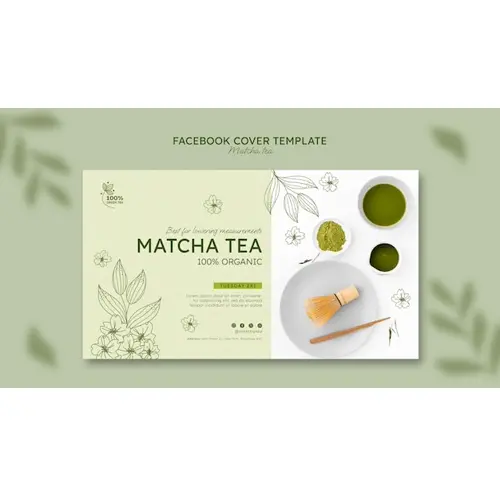 Matcha tea facebook cover template