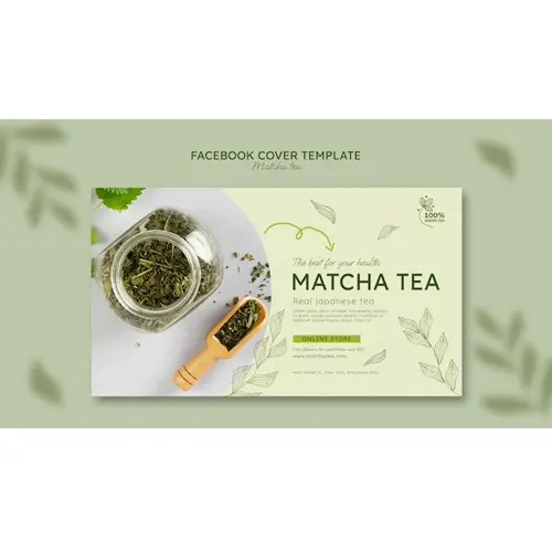 Matcha tea facebook cover template