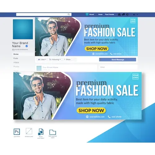 Men Fashion sale offer Facebook cover design template