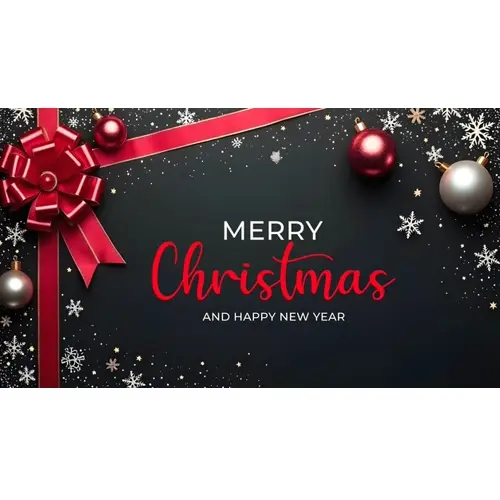 Merry Christmas facebook cover template with christmas ball pine tree star and dark background