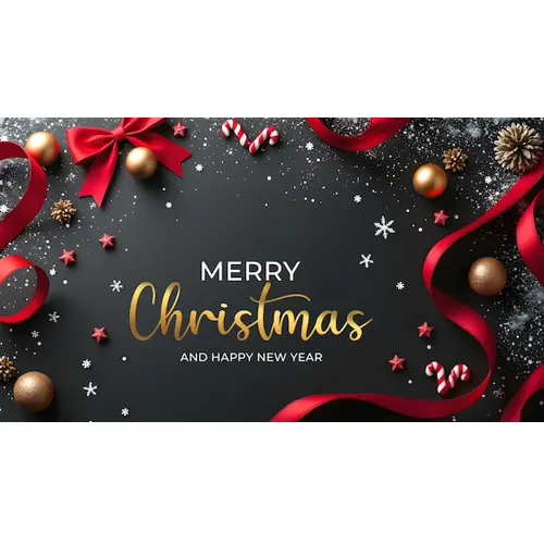 Merry Christmas facebook cover template with christmas ball pine tree star and dark background