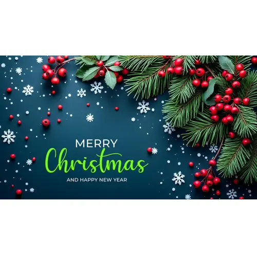 Merry Christmas facebook cover template with christmas ball pine tree star and dark background