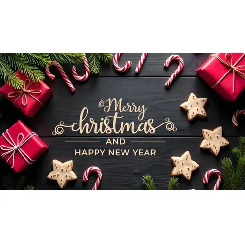 Merry Christmas facebook cover template with christmas ball pine tree star and dark background