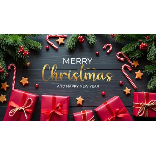Merry Christmas facebook cover template with christmas ball pine tree star and dark background