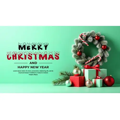 Merry Christmas facebook cover template with Christmas elements pine branches and light background