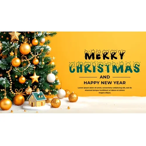 Merry Christmas facebook cover template with colorful Christmas elements tree and snowflakes