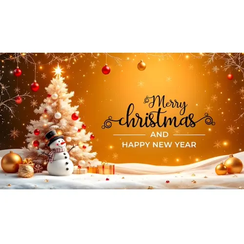 Merry Christmas facebook cover template with colorful Christmas elements tree and snowflakes
