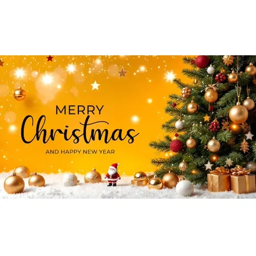 Merry Christmas facebook cover template with colorful Christmas elements tree and snowflakes