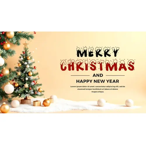 Merry Christmas facebook cover template with colorful Christmas elements tree and snowflakes