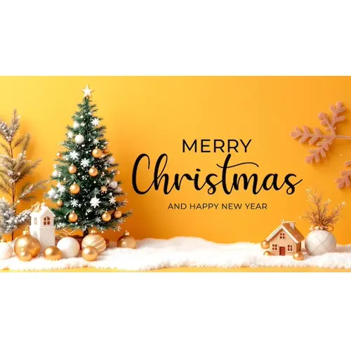 Merry Christmas facebook cover template with colorful Christmas elements tree and snowflakes