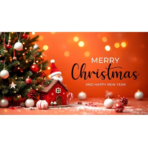 Merry Christmas facebook cover template with colorful Christmas elements tree and snowflakes