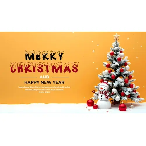 Merry Christmas facebook cover template with colorful Christmas elements tree and snowflakes