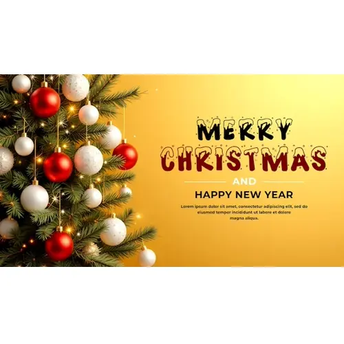 Merry Christmas facebook cover template with colorful Christmas elements tree and snowflakes