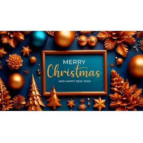 Merry christmas facebook cover template with red christmas ornaments hanging on a christmas tree