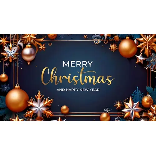 Merry christmas facebook cover template with red christmas ornaments hanging on a christmas tree