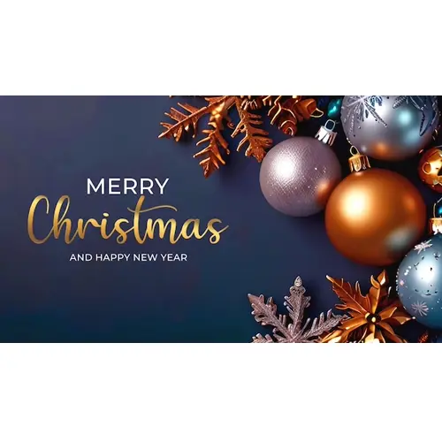 Merry christmas facebook cover template with red christmas ornaments hanging on a christmas tree