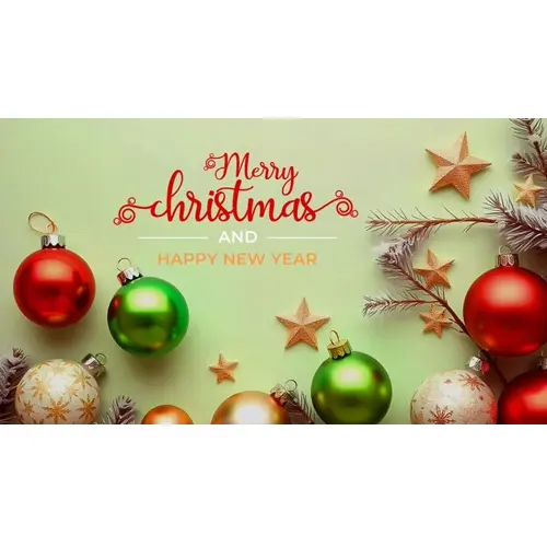 Merry christmas facebook cover template with red ornaments pine branches and wrapped gifts