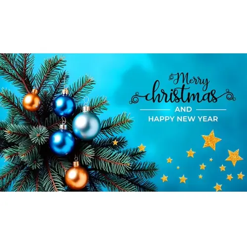 Merry christmas facebook cover template with red ornaments pine branches and wrapped gifts