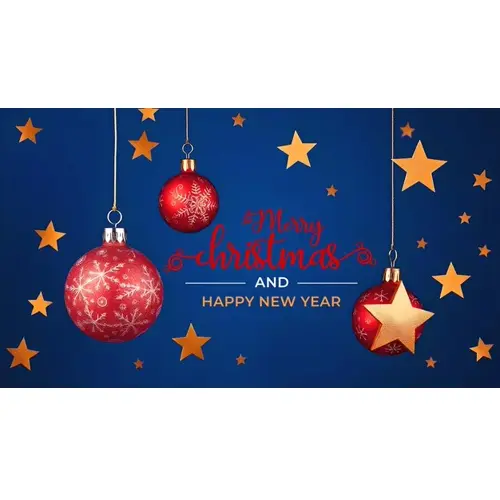 Merry christmas facebook cover template with red ornaments pine branches and wrapped gifts