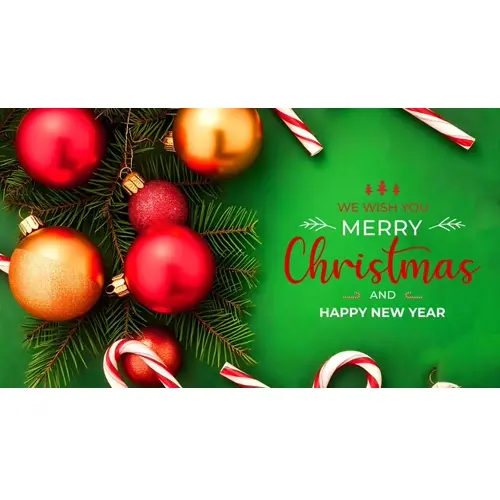 Merry christmas facebook cover template with red ornaments pine branches and wrapped gifts