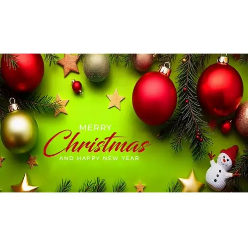 Merry christmas facebook cover template with red ornaments pine branches and wrapped gifts
