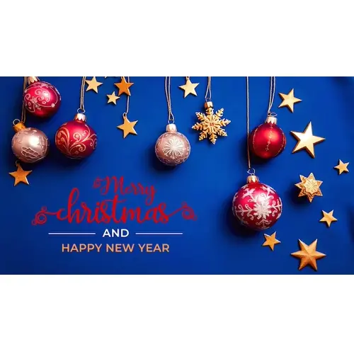 Merry christmas facebook cover template with red ornaments pine branches and wrapped gifts