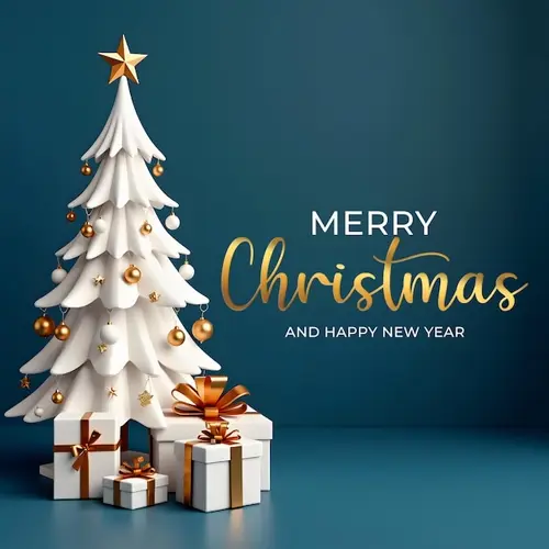 Merry Christmas facebook cover with hanging Christmas ball snowflakes and decorated background