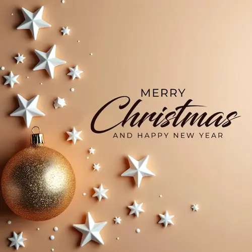 Merry Christmas facebook cover with hanging Christmas ball snowflakes and decorated background