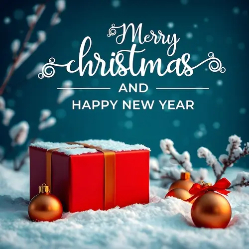 Merry Christmas facebook cover with hanging Christmas ball snowflakes and decorated background