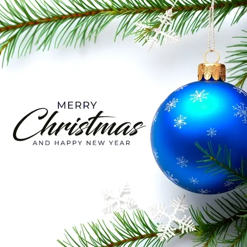 Merry Christmas facebook cover with hanging Christmas ball snowflakes and decorated background